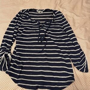 Pleione Navy and White Striped lightweight knit sweater